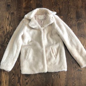 Ivory faux fur coat size small